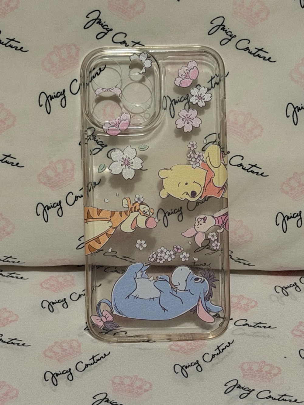 Clear iPhone 13 Pro Max case with adorable Winnie the Pooh & friends design 🌸✨